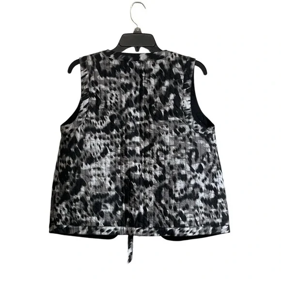 Logo Lori Goldstein Small Quilted Vest Sleeveless Animal Print Tie Art Eclectic - Picture 2 of 8